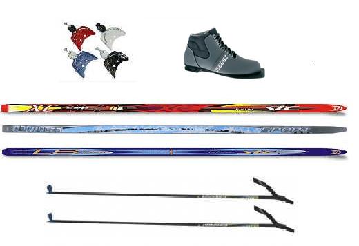 <b>Лыжный комплект 75 мм №1</b> <br> - пластиковые лыжи VISU Sport Advanced, длина лыж: 120...205см;<br>- установленное крепление 75мм SportMaxim;<br>- лыжные ботинки 75мм Spine Nordik;<br>- палочки: стеклопластик 100%. <br> Подробнее >>
